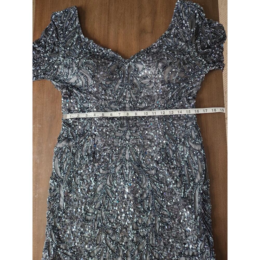 Scala women's Charcoal Sequin Metallic V-Neck Long Flared Sleeve size 14 Euc - Picture 9 of 13